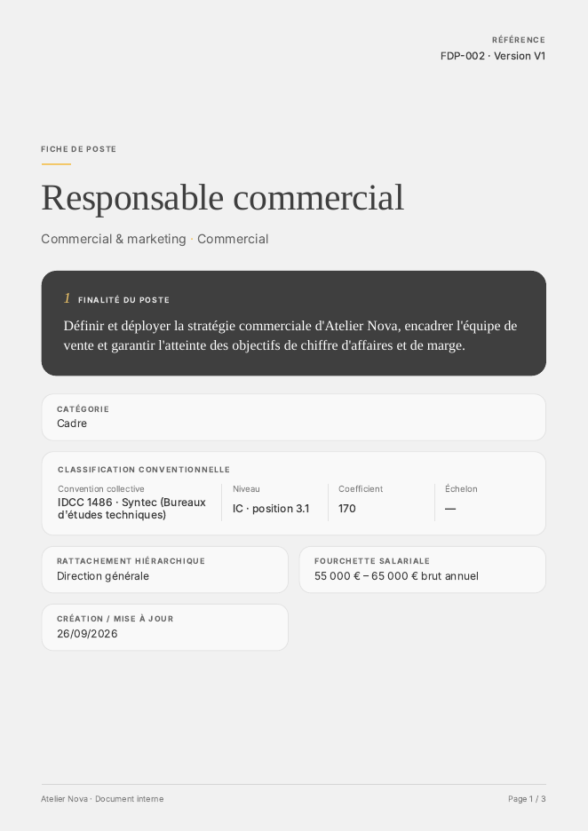 Exemple fictif de fiche de poste